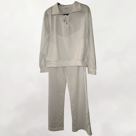 NEW ANRABESS 2-Piece Half-Zip Wide Leg Leisure Sweatsuit - Small - Picture 1 of 4